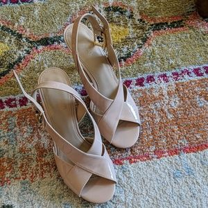 Michael Kors patent leather nude strappy heels